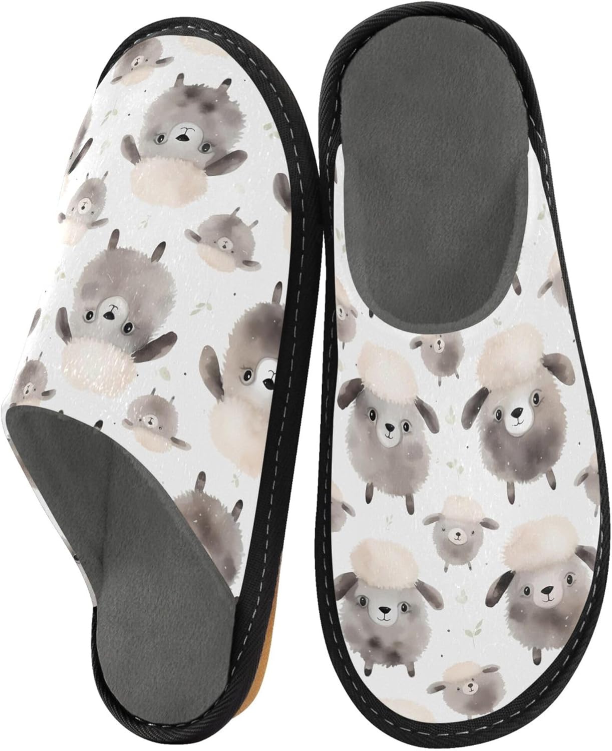 Cute Sheep House Slippers – Cozy Fuzzy Slippers for Guests, Washable & Disposable, Perfect for Shoeless Home, Spa & Hotel Use A111671