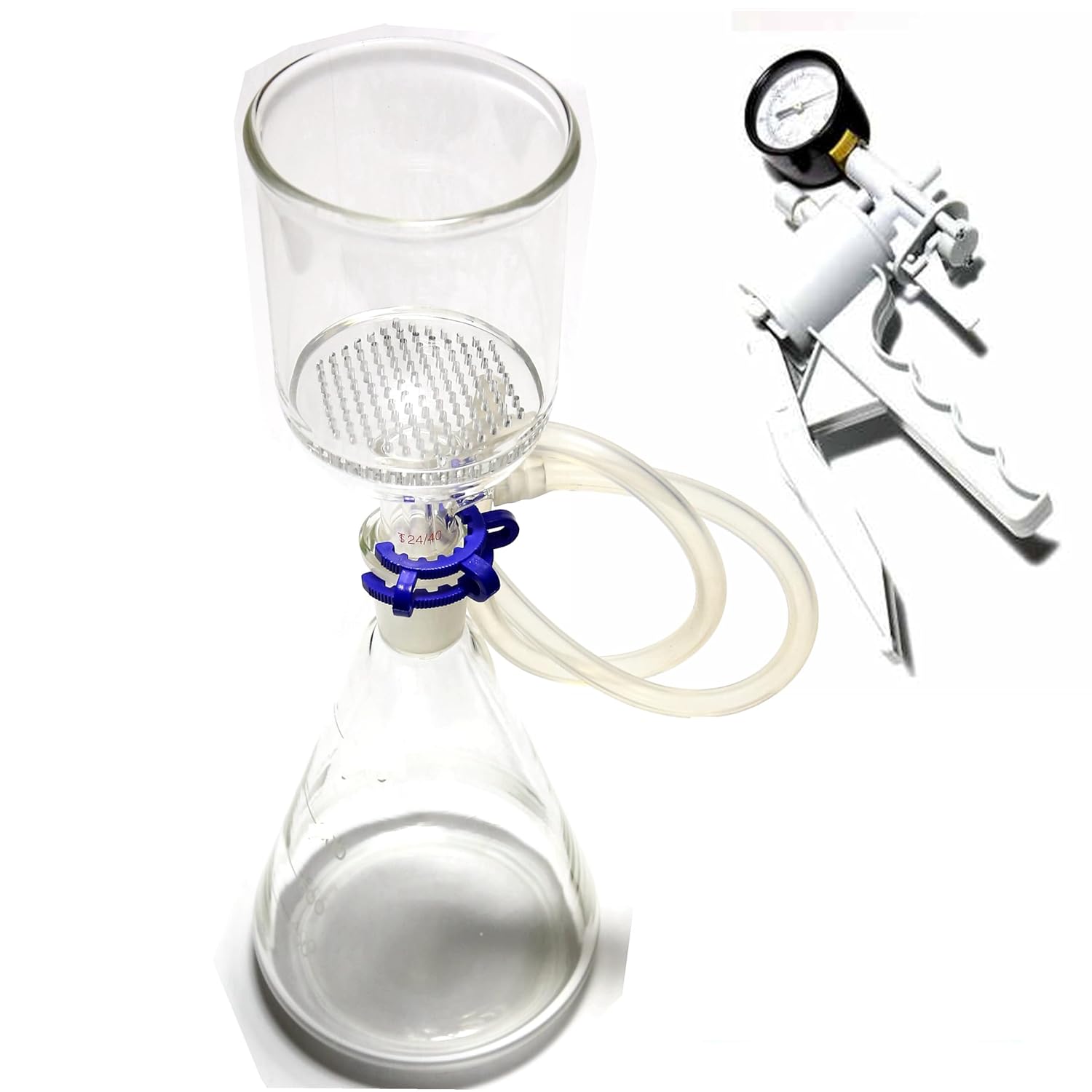500ml,Suction Filtration Device,47mm Buchner Funnel,Glass Flask with Vacuum Pump