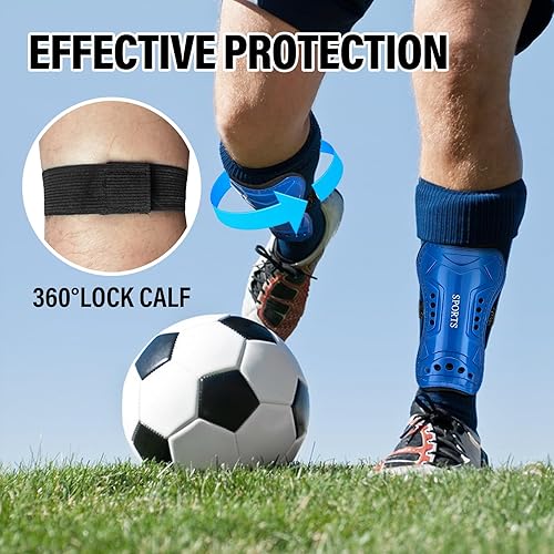 Miniatura 4 de Espinilleras de fútbol para jóvenes, 2 pares de espinilleras para jóvenes y adultos, equipo de protección para juegos de fútbol