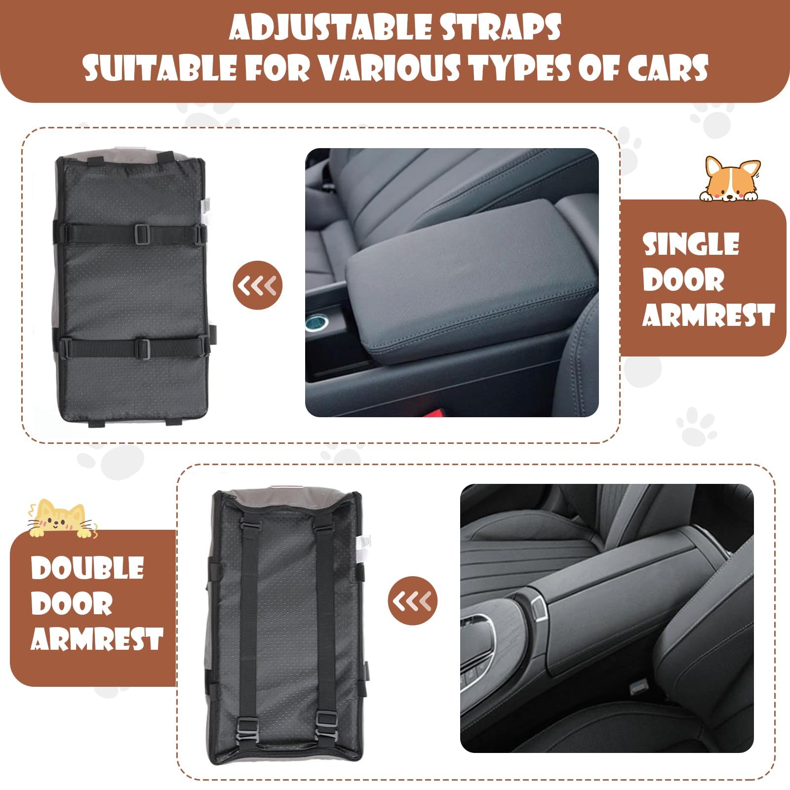Dog Car Seat for Small Dogs Cats, Pet Travel Car Seat, Middle Console Dog Booster Box, Detachable Washable Center Console Pet Siting Armrest Booster for Puppy Cats Pets Up to 13.5lbs - image 4