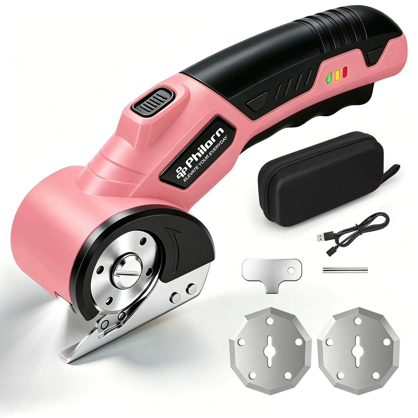 Philorn Cordless Electric Scissors with Safety Lock LED Light &