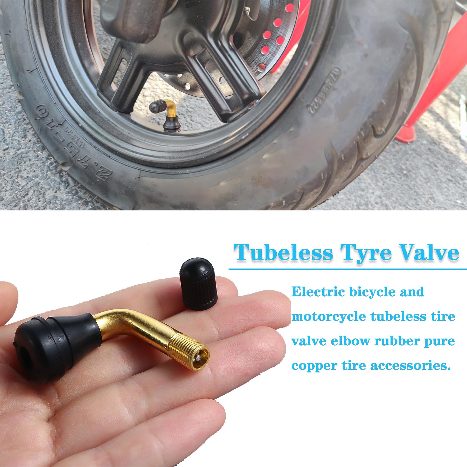 1 paire de tige de Valve de pneu PVR70 PVR60 PVR50 PVR40, tige en laiton coudée à 45 degrés, Base en caoutchouc encliquetable pour Scooter, moto, cyclomoteur