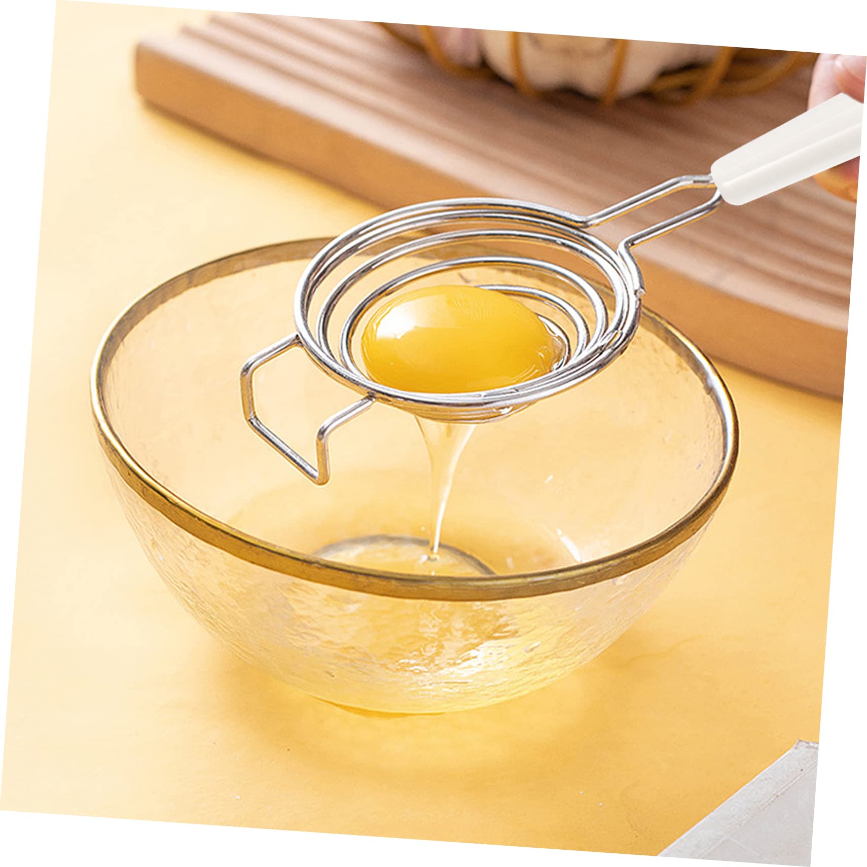 STOBAZA Stainless Steel Egg Separator Portable Egg Divider for Baking Kitchen Gadget to Easily Separate Egg Yolk for Home Cafe and Professional Chefs