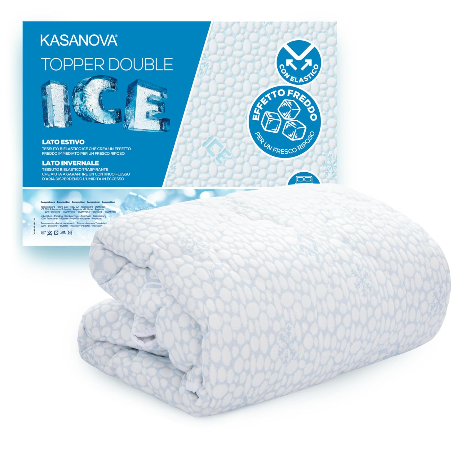 KASANOVA Topper Matrimoniale Fibra Ice Effetto rinfrescante