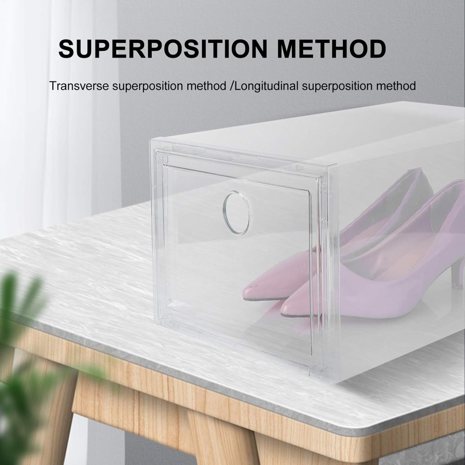 Cabilock 6pcs Transparent Plastic Shoe Storage Organizer Box Footwear Container for Sneakers Capacity Design for Home Closet Desk Organization