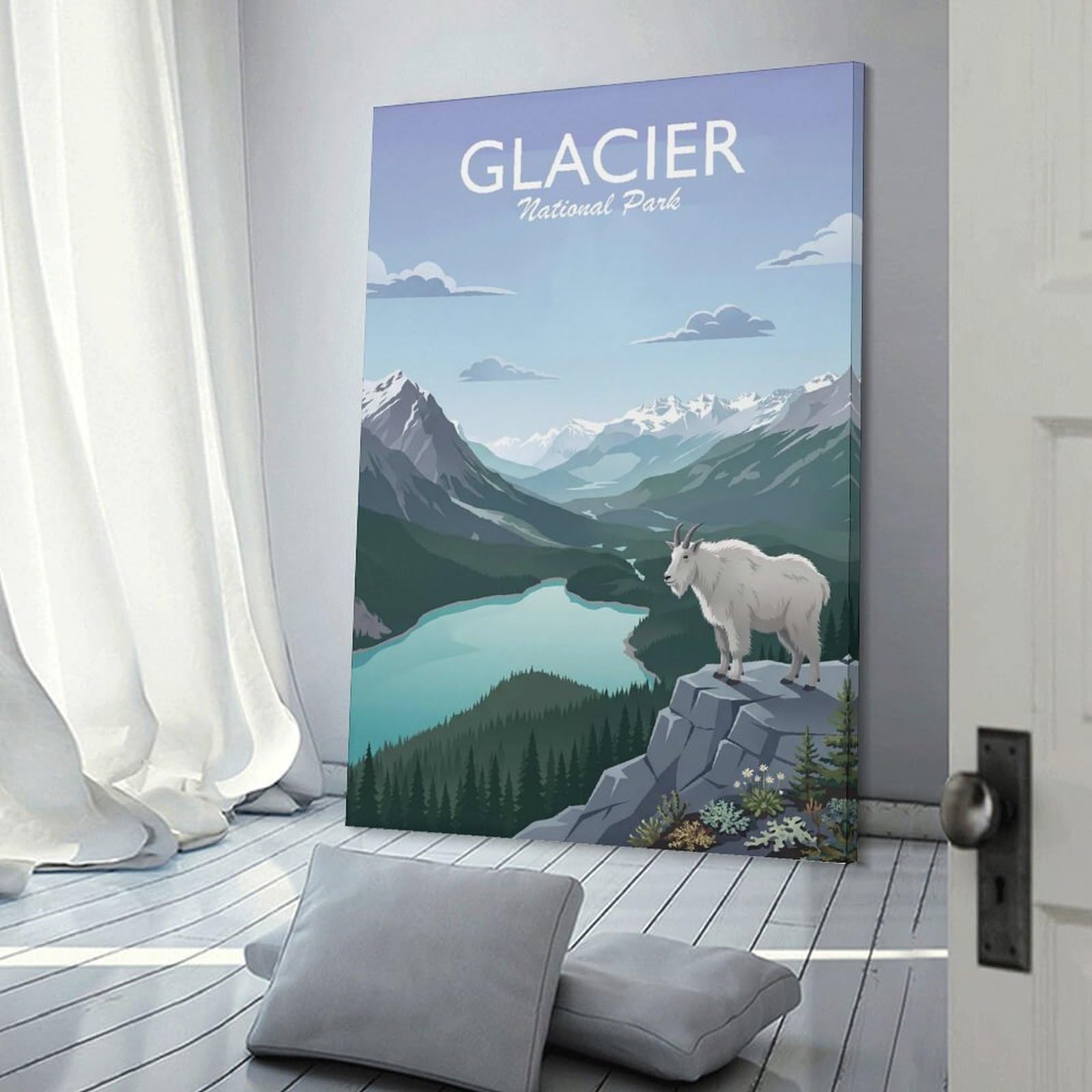 Junmoney Glacier National Park Hanging Wall Art 20x30inch(50x75cm), for Gallery Wall Decor And Room Displays, A Versatile Canvas Print for Layering