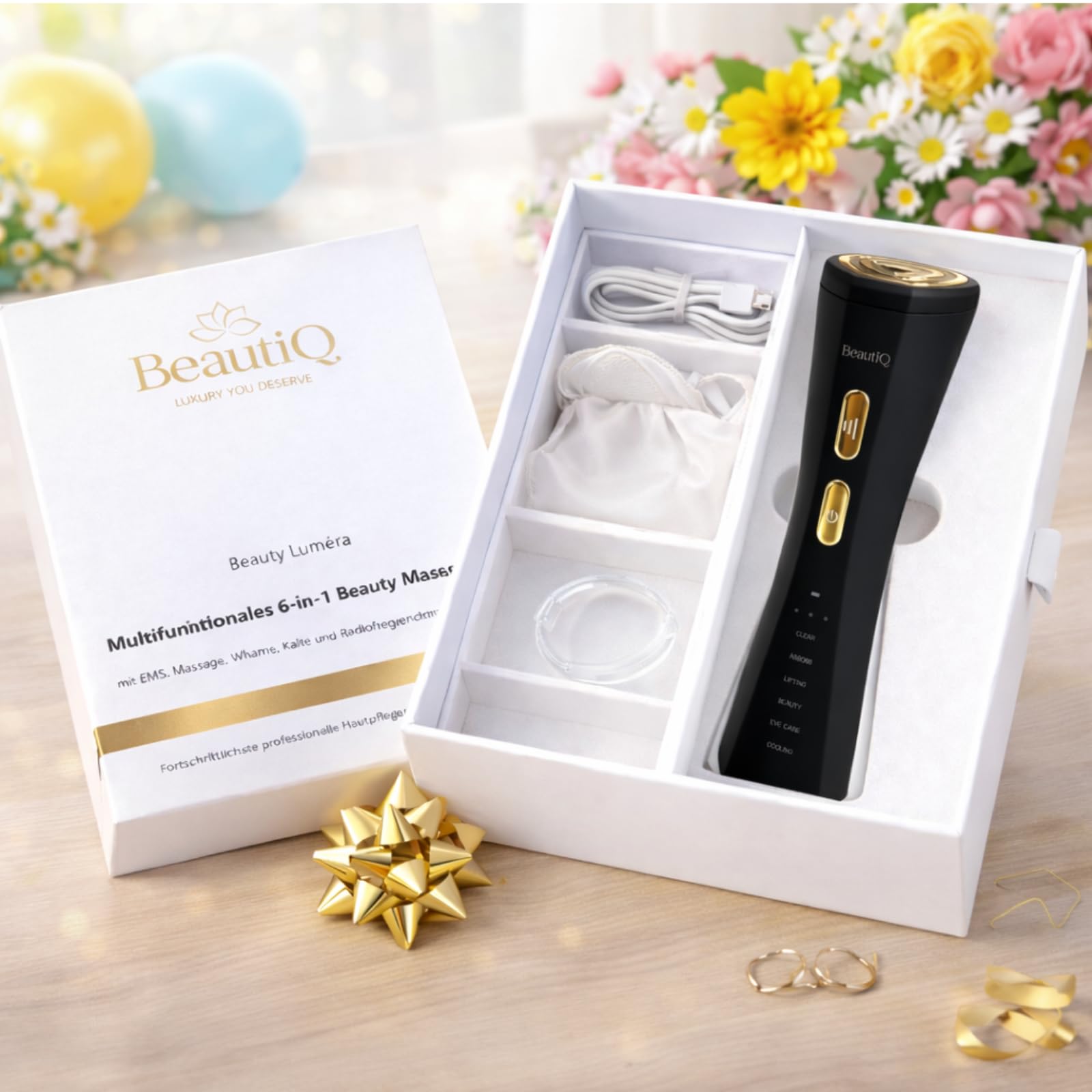Beauty Lumèra PRO Anti-Aging & RF Gerät | Lichttherapie | 6 Funktionen in 1 Tool - Cleaning, Lifting, Beauty, Pflege, Eye-Care, Kühlung- für schöne und junge Haut | Faltenreduktion Gesicht