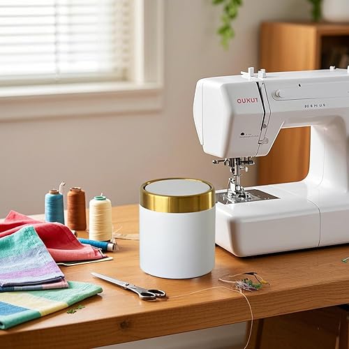 Miniatura 7 de JILLICK Bote de basura pequeño con tapa, mini bote de basura de escritorio, 1.5 litros0.4 galones, pequeño bote de basura de metal para baño,