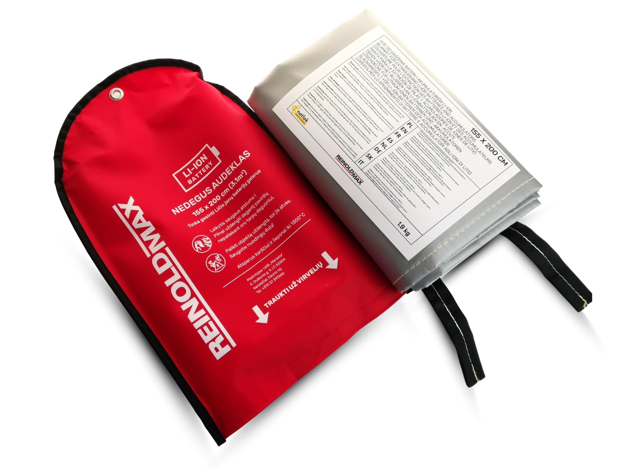 Couverture Anti Feu électrique [155 x 200 cm] | Couverture Anti feu Incendie Contre Les Feux de Graisse | Batteries au Lithium et de Voiture | Fire Blanket, Couvertures Anti-feu