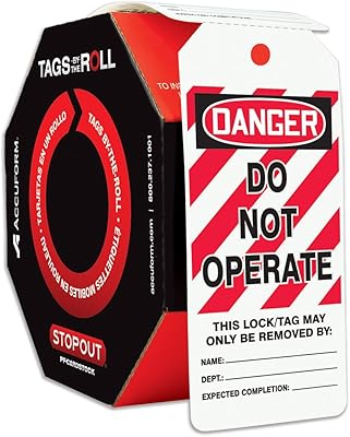 Accuform 100 Lockout Tags by-The-Roll, Danger Do Not Operate, US Made OSHA Compliant Tags, Tear & Water Resistant PF-Cardstock, 6.25