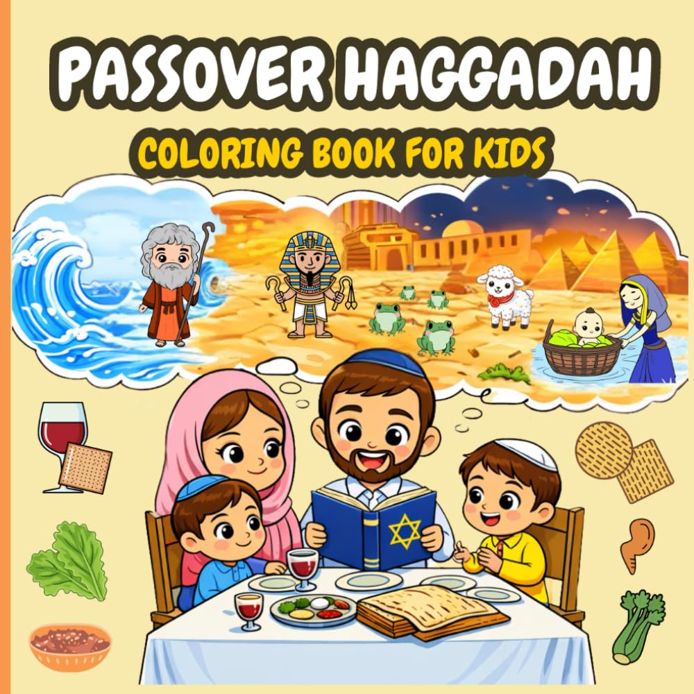 Passover Haggadah Coloring & Activity Book for Kids: A Fun Jewish Holiday Book with Coloring Pages, Mazes, Word Searches, and Passover Traditions for Children