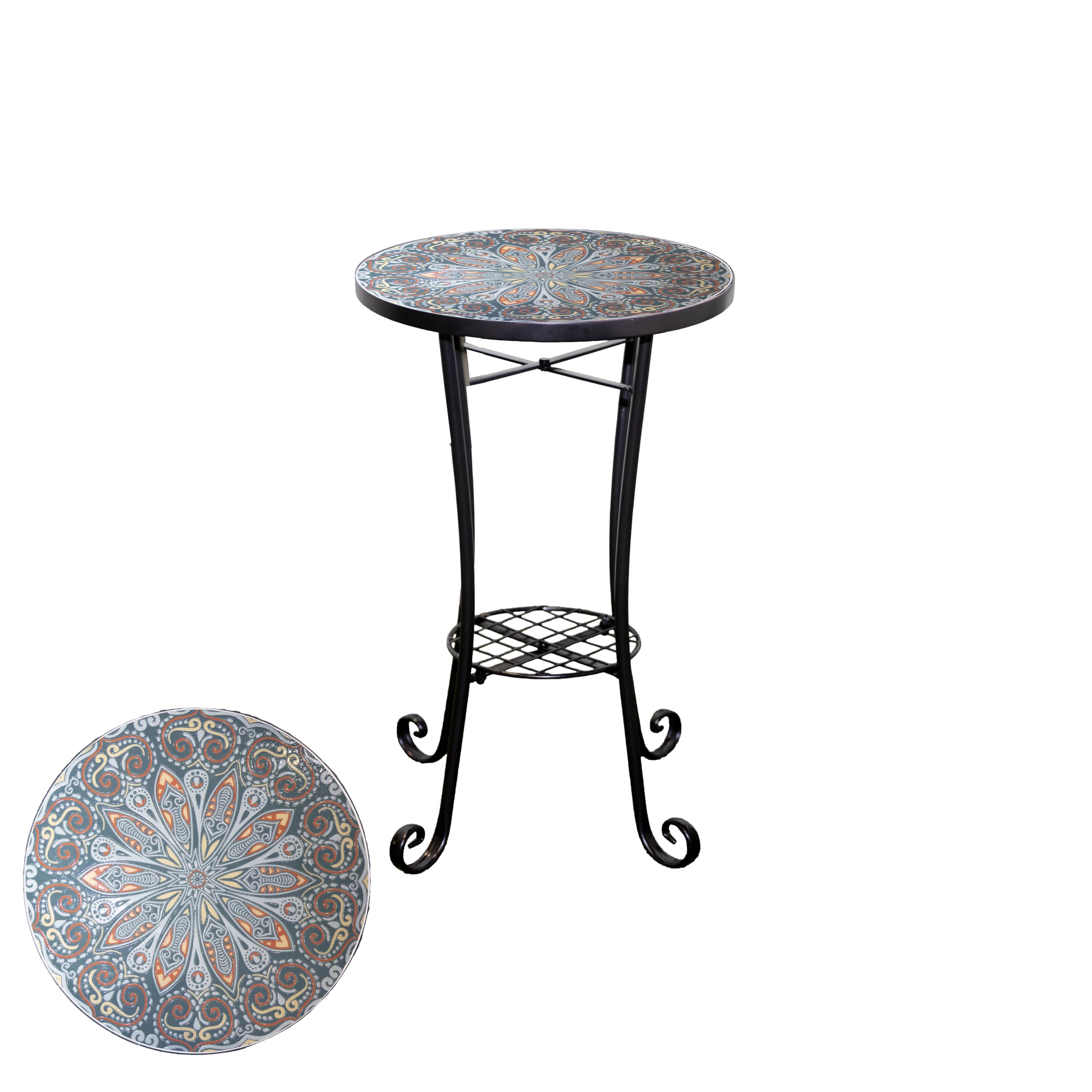 Shatchi - Cairo Mosaic Plant Stand Side Table - 35cm