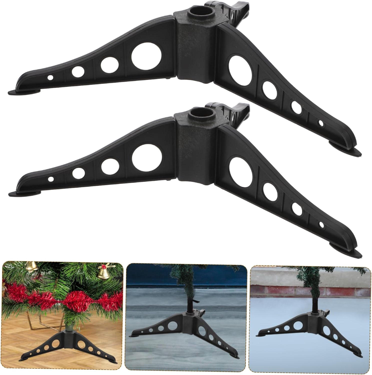 4pcs Sturdy Christmas Tree Stand Base Support for Artificial Pine Trees Easy Assembly Holiday Decoration Pedestal Compact Xmas Holder