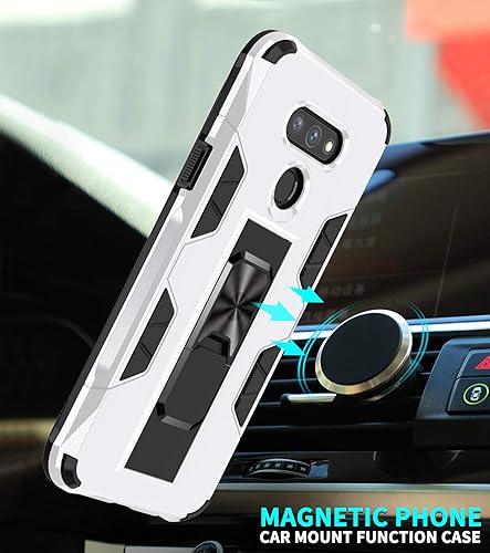 Miniatura 10 de Funda para LG Harmony 4 Premier Pro Plus LG K41 con soporte magnético, vidrio templado, híbrido, fuerte, a prueba de golpes, con labios elevados,