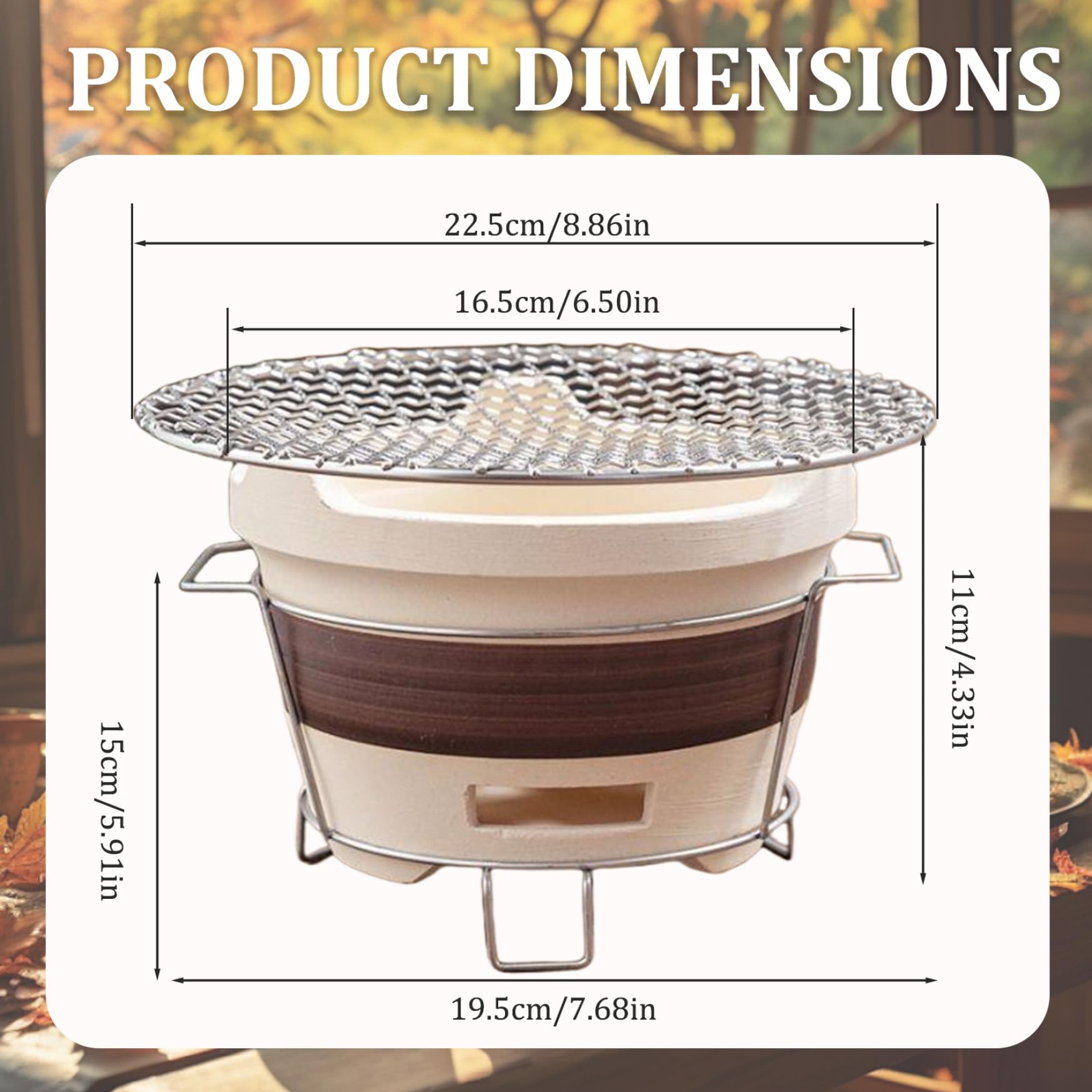 Clay Ofen kleiner Campingofen tragbarer Holzkohlegrill belüftet runde Holzkohlegrill Tee Herstellung mit Eisen Rack & Grill Netto -Holzkohleofen für Home Party Camping Barbecue, Campingofen