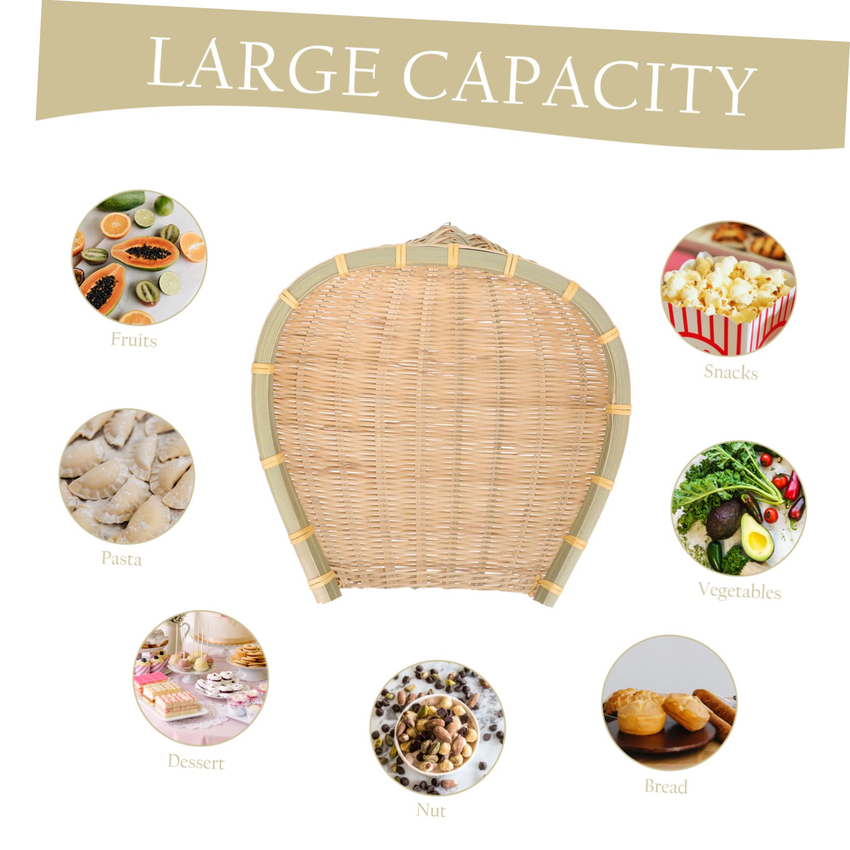 HOLIDYOYO Dustpan Woven Basket Fruit Vegetable Basket Woven Food Basket Rattan Basket Wicker Bread Basket Seagrass Fruit Bowl Food Serving Tray Rattan Bread Basket Weaving