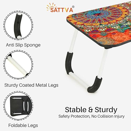 Miniatura 10 de Sattva - Mesa para portátil con estampado multiusos, mesa de estudio, mesa de cama, plegable y portátil, mesa de madera, escritorio de escritura,