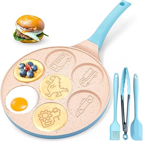 Sartén para huevos de dinosaurio, sartén para tortillas, 7 tazas, sartén para panqueques para huevos, panqueques, plett, crepes antiadherente para