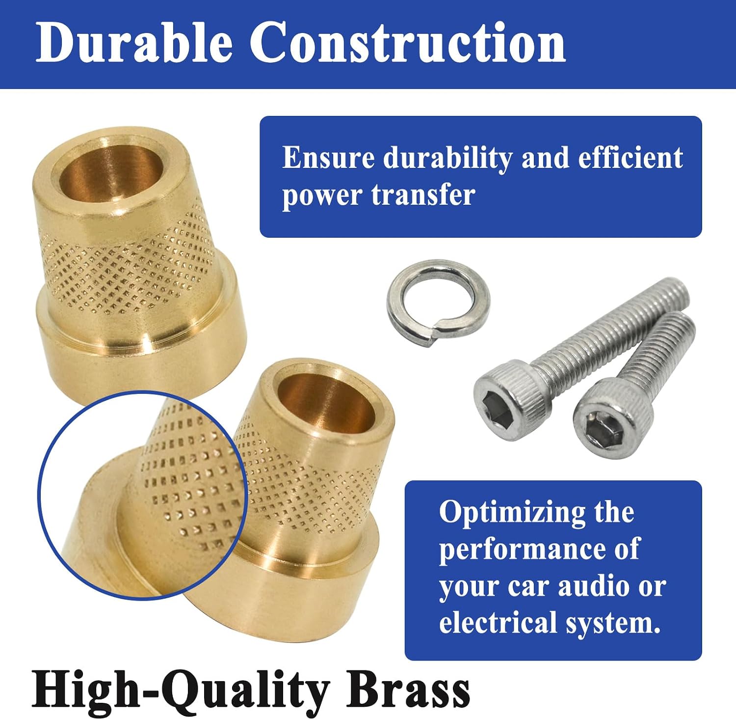 2Sets 586 Tall Brass Post Adapter with Screws and Gaskets, M6 Thread