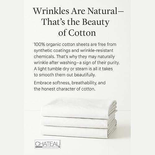Miniatura 8 de Juego de sábanas y fundas de almohada de 100 % algodón orgánico tamaño king, tejido satinado de lujo de 300 hilos, 4 piezas con bolsillo profundo