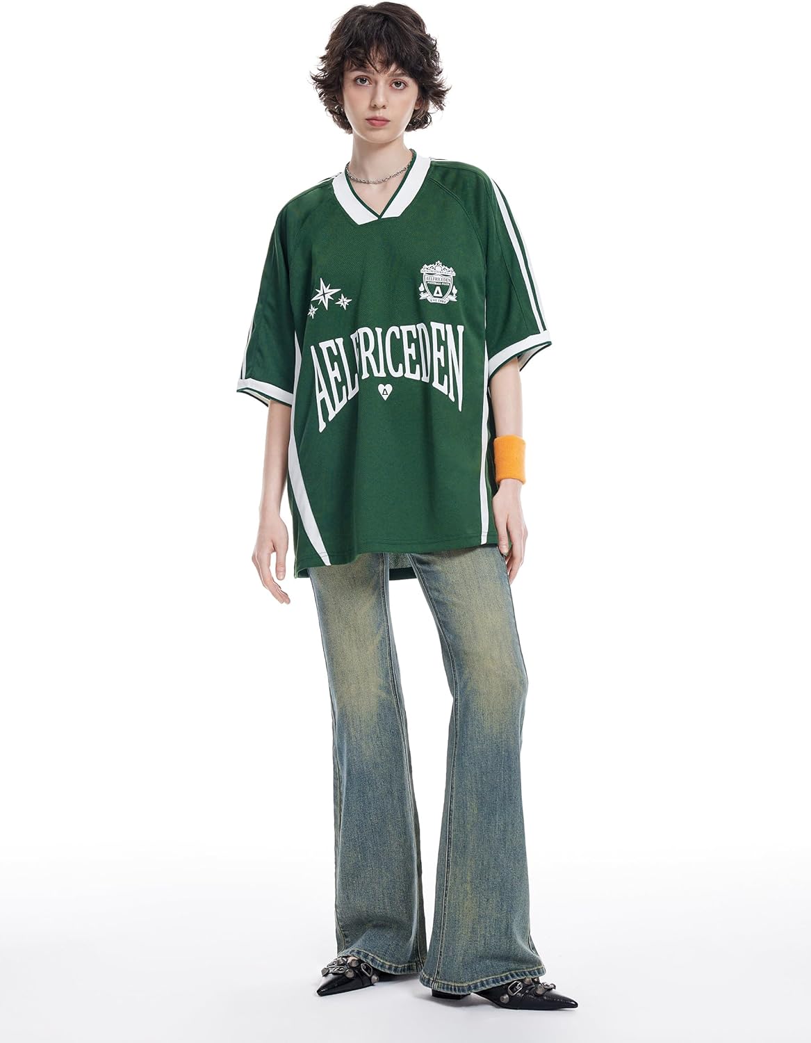 Aelfric Eden Jersey Shirts Women Oversized Mesh V Neck Graphic Tees Y2k Color Block Short Sleeve T Shirt Tops - Image 5