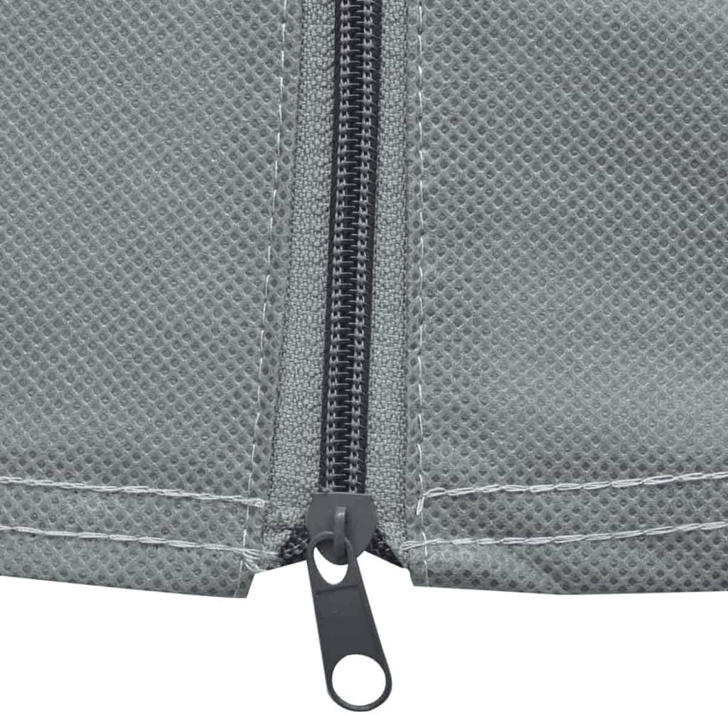 Close-up of a zipper on the caravan cover, showing its construction and functionality.