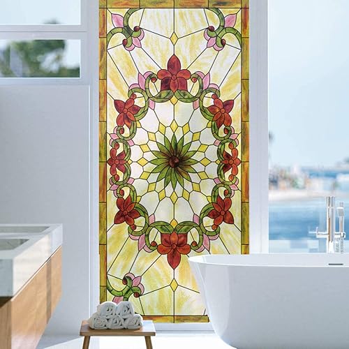 Xijier - Película de ventana de flor para ventana de loto para el hogar, 34.6 x 78.7in