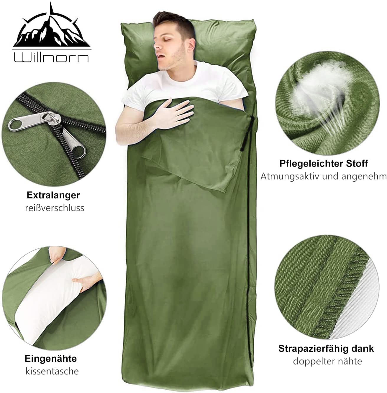 Sacco Lenzuolo per Sacco a Pelo Sacco Lenzuolo da Viaggio Ultraleggero Morbido e Leggero, 220x95cm - Facile da Trasportare e Pulire, Ideale per Campeggio, Ostelli, Hotel e Viaggi Estivi