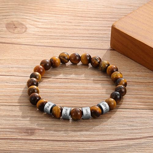 Miniatura 3 de Regalos para el día del padre, pulsera personalizada para hombre, pulsera de piedra de chakra personalizada para mujeres, cuentas con nombre