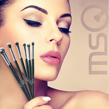 MSQ Eye Makeup Brushes 20pcs Eyeshadow Makeup Brushes Set with Soft Synthetic Hairs & Real Longer Wood Handle for Eyeshadow, Eyelash,Eyebrow, Eyeliner, Blending, Conclear(Black)