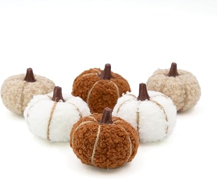 Benross 6 Soft Teddy Fabric Autumn Pumpkin Set in Autumnal Neutral Colours