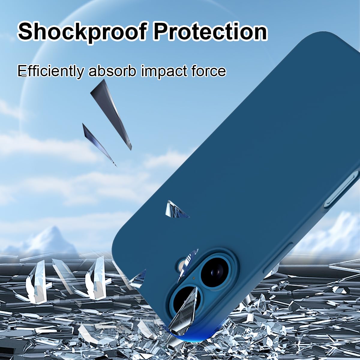 Garegce Case Compatible with iPhone 16 Silicone Soft Ultra Slim Shockproof Bumper Anti-Yellowing Cover Anti-Fingerprint with Microfiber Lining- Blue - Image 4