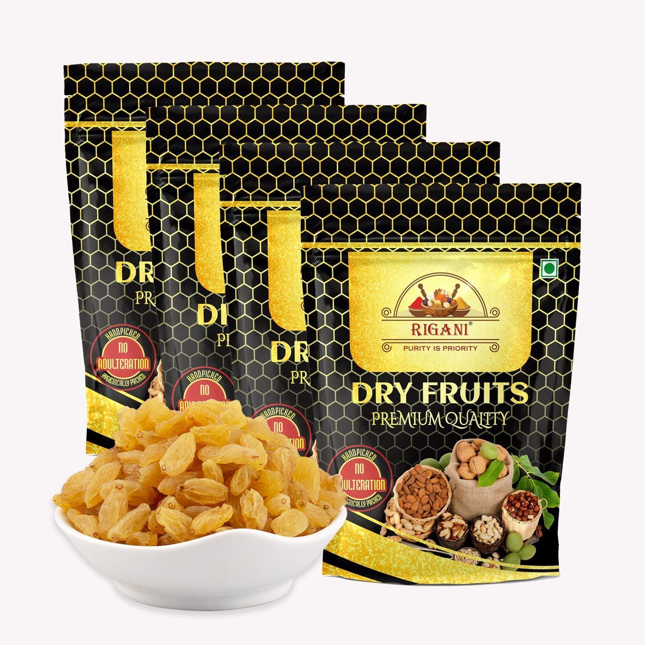 Buy Rigani Special Golden Round Raisins Seedless (Kishmish) Long Dry Grapes, Dry Fruit Nuts