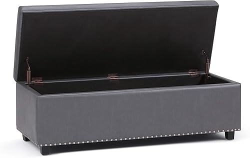 Miniatura 20 de Otomano rectangular de almacenamiento Simpli Home Hamilton, Marrón café Marrón café,Azul aguamarina,Cloud gris,Marrón desteñido,Marrón oscuro