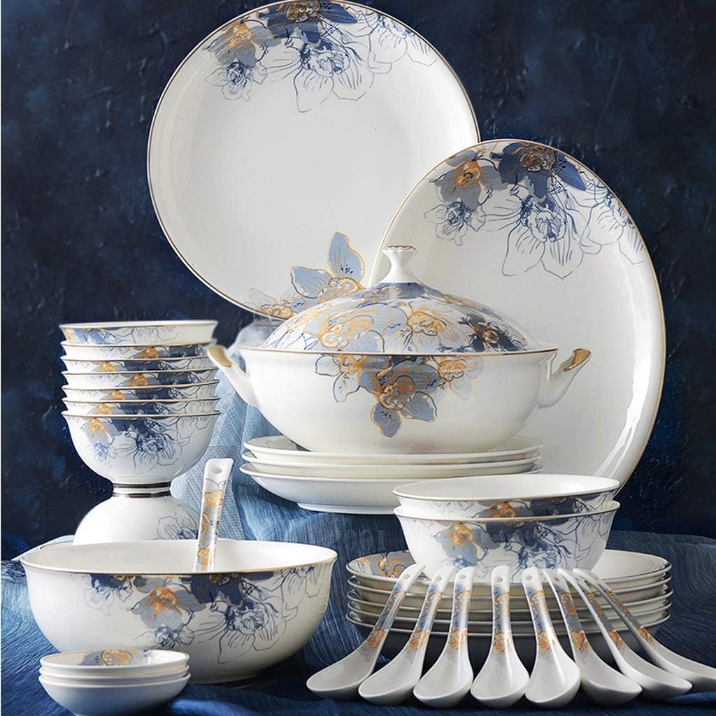 Ceram Plates 46pcs Porcelain Sunshine Kitchen Utensil set Dinnerware Set Bone China Dishes Fancy and Bowls