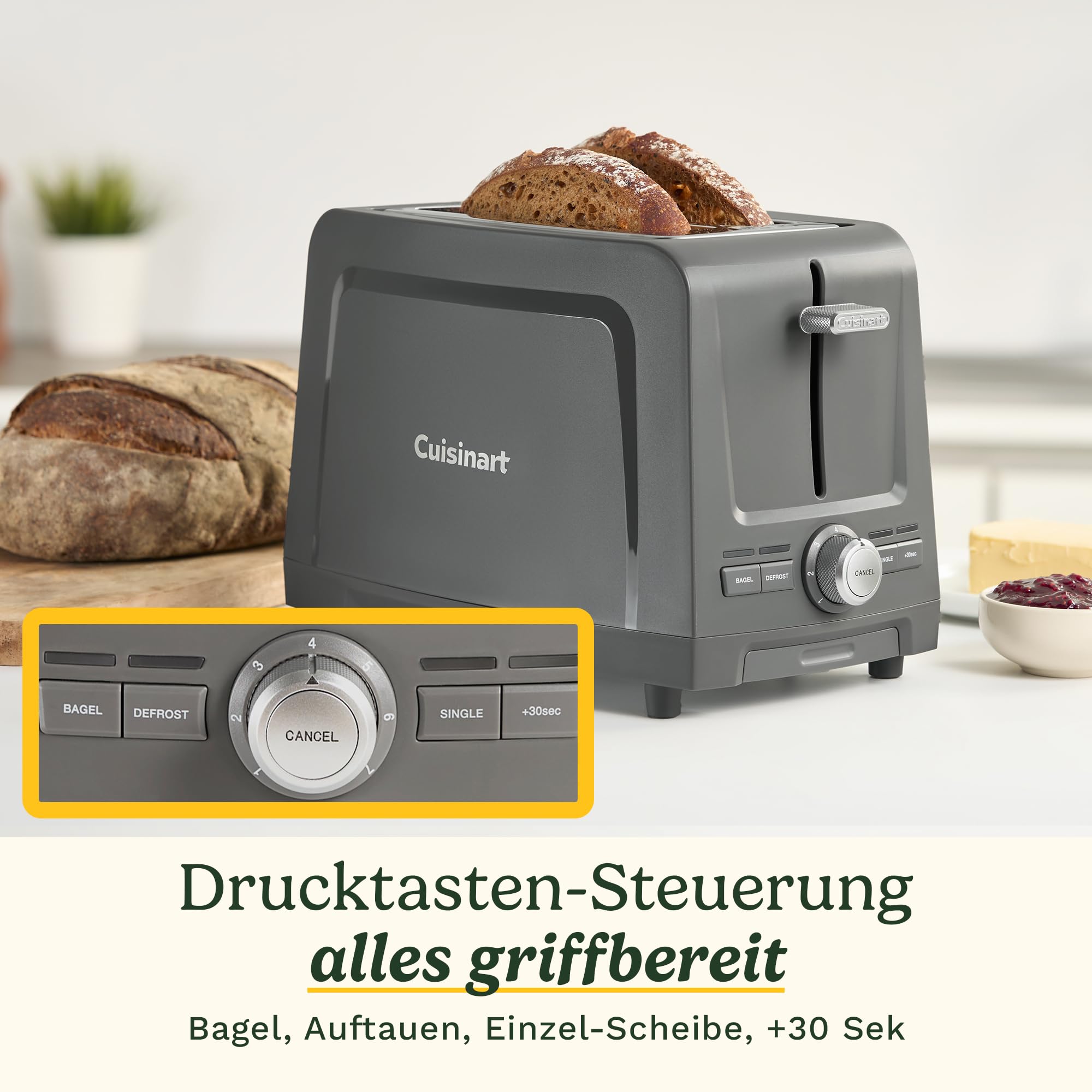 Cuisinart Core Collection 2-Scheiben-Toaster | Extra-lange Schlitze für Artisan-Brote | Bagel-Funktion | High-Lift Quickview™ | Einzel-Scheiben- & Auftau-Funktion | +30 Sek