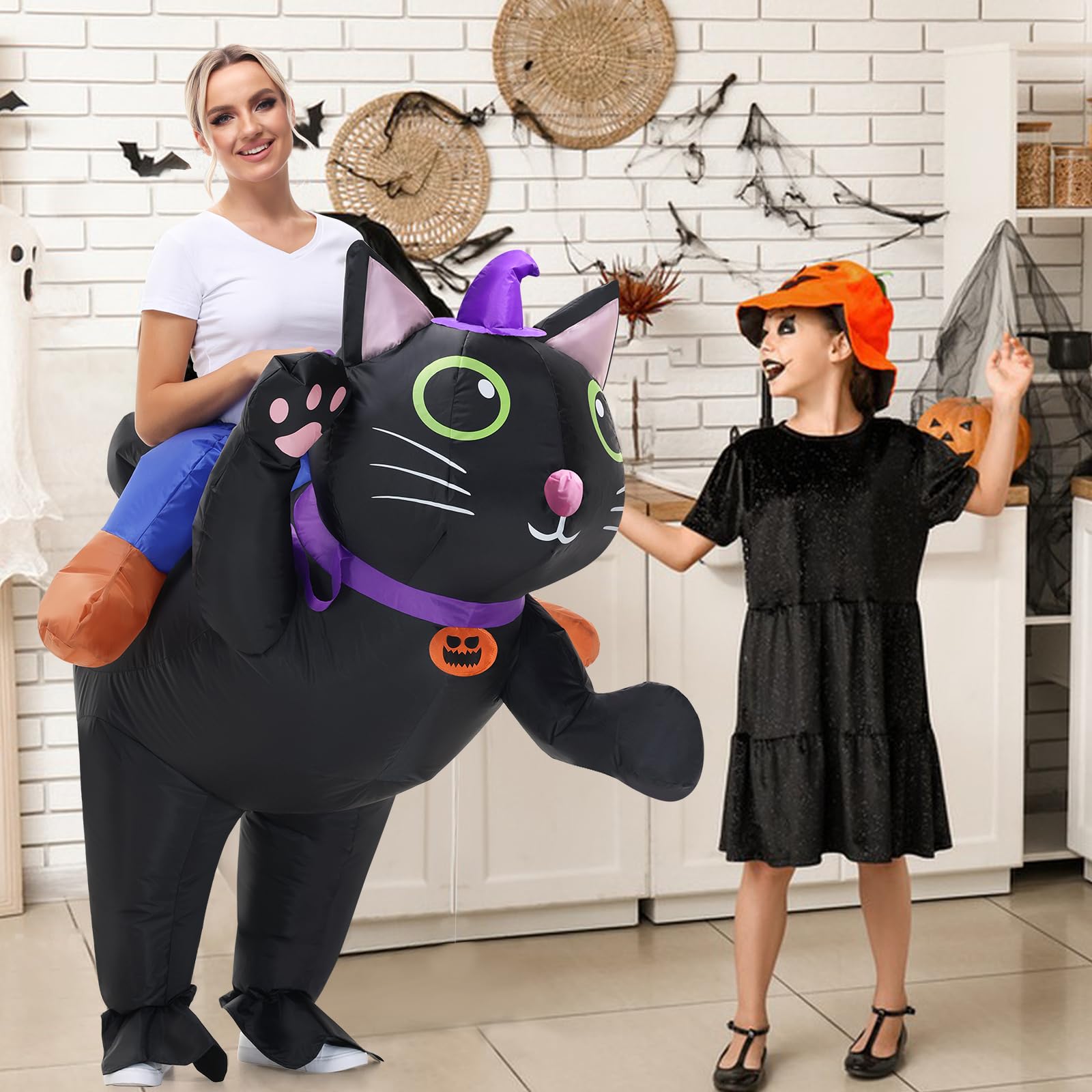 Poptrend Nadmuchiwany kostium kota dla dorosłych i dzieci, kostiumy na Halloween, dla mężczyzn i kobiet, do jazdy po nadmuchaniu, zabawny fantazyjny kostium, kostiumy imprezowe