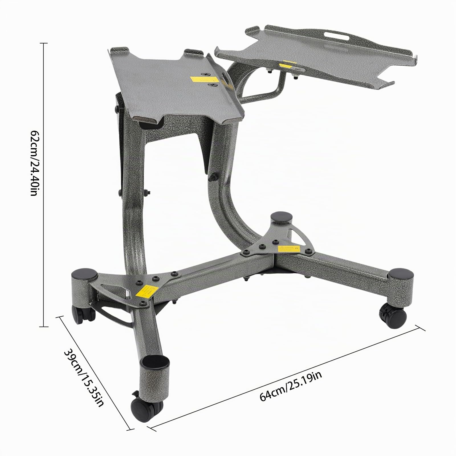 Supporto per manubri in metallo per manubri regolabili, stabile con capacità di carico di 100 kg, per casa, palestra, 64 x 39 x 62 cm, con accessori e istruzioni incluse