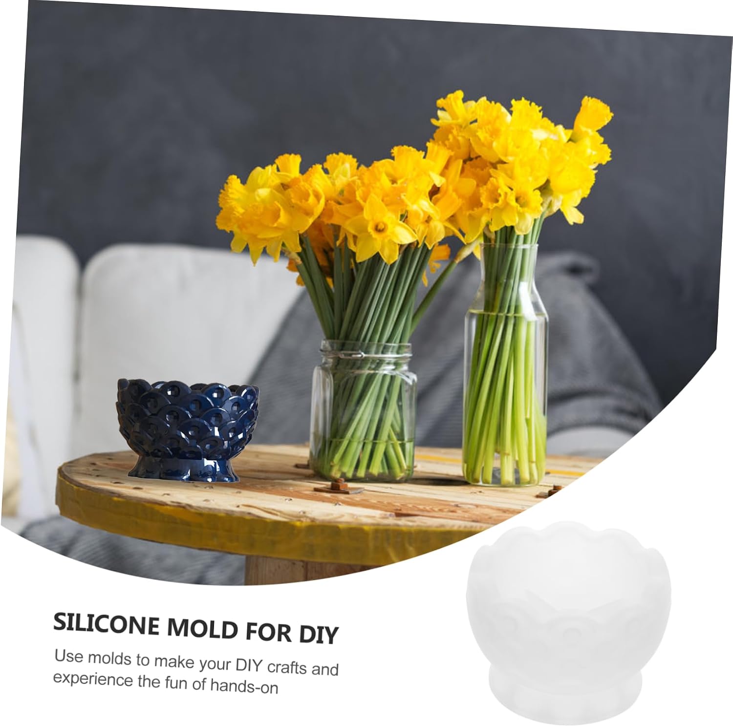 Tofficu 3pcs DIY Silicone Bowl Mould Creative Relief Bowl Mould High Transparency Long Craft