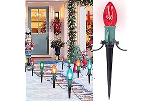 25.7 Feet Sidewalk Christmas Lights with 20 Xmas Bulbs and Stakes