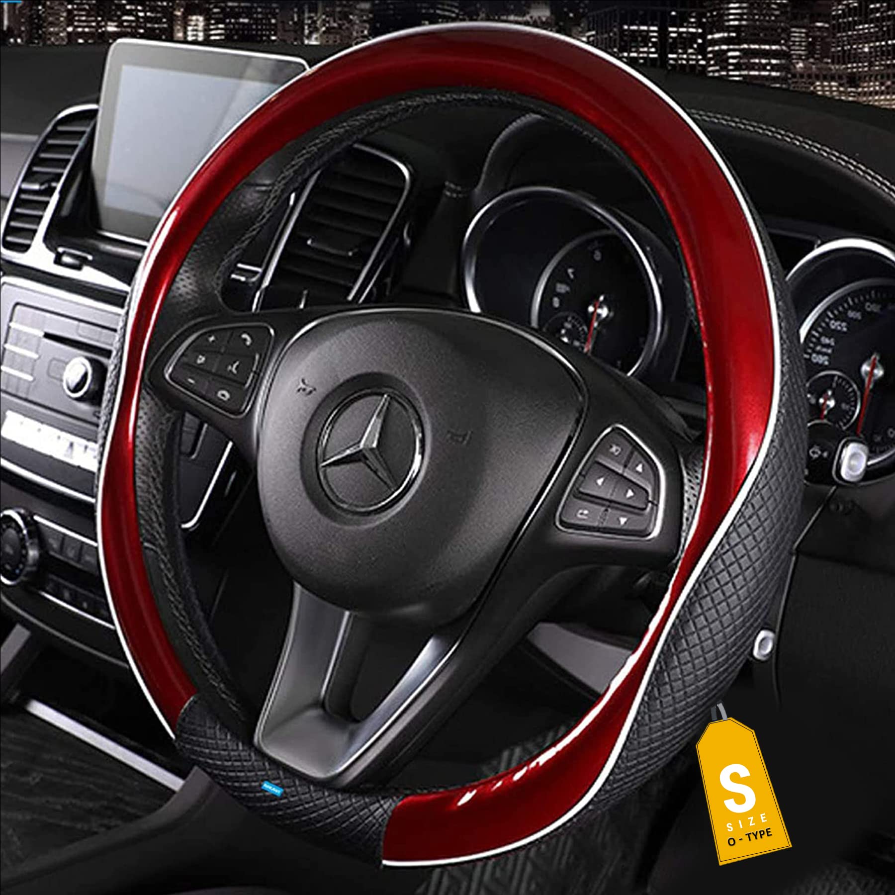 NIKAVI Tech Steering Wheel Cover (Small - O)(36 cm) Red