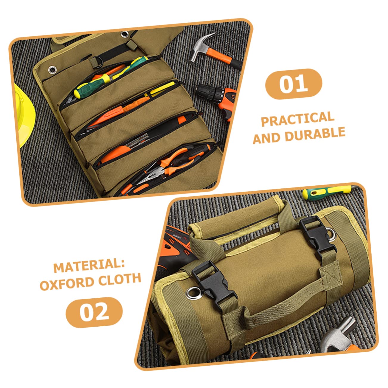 Veemoon Borsa Utensili Oxford Con Chiusura Cerniera Organizer Pratico Per Elettricisti e Falegnami Design e Compatto Resistente e Spaziosa Per Utensili e Accessori