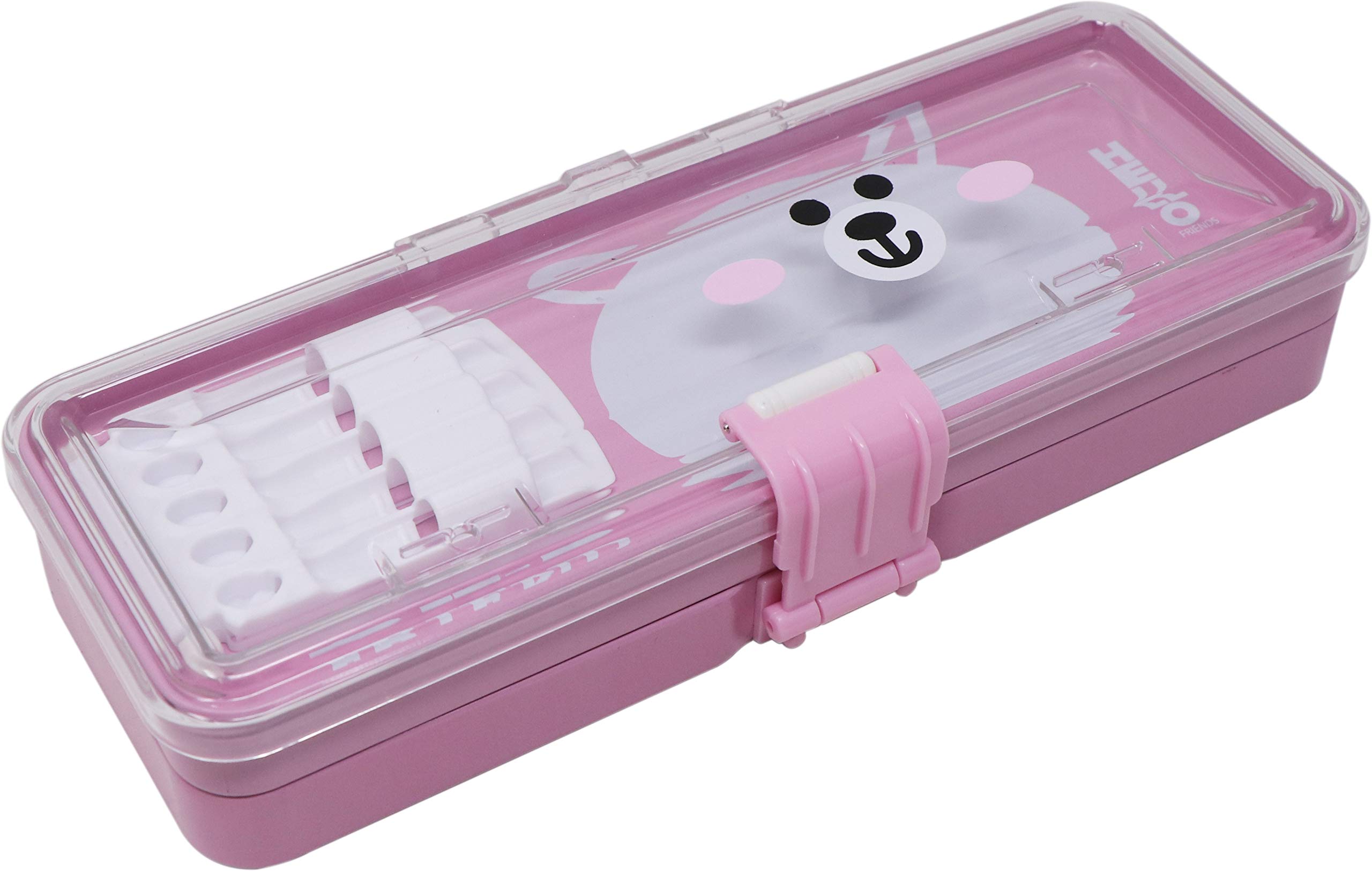 QIPSby HMI Hello Friends Art Metal Pencil Box with 3 Level of Storage, Pencil Holder and a Transparent Plastic top Cover