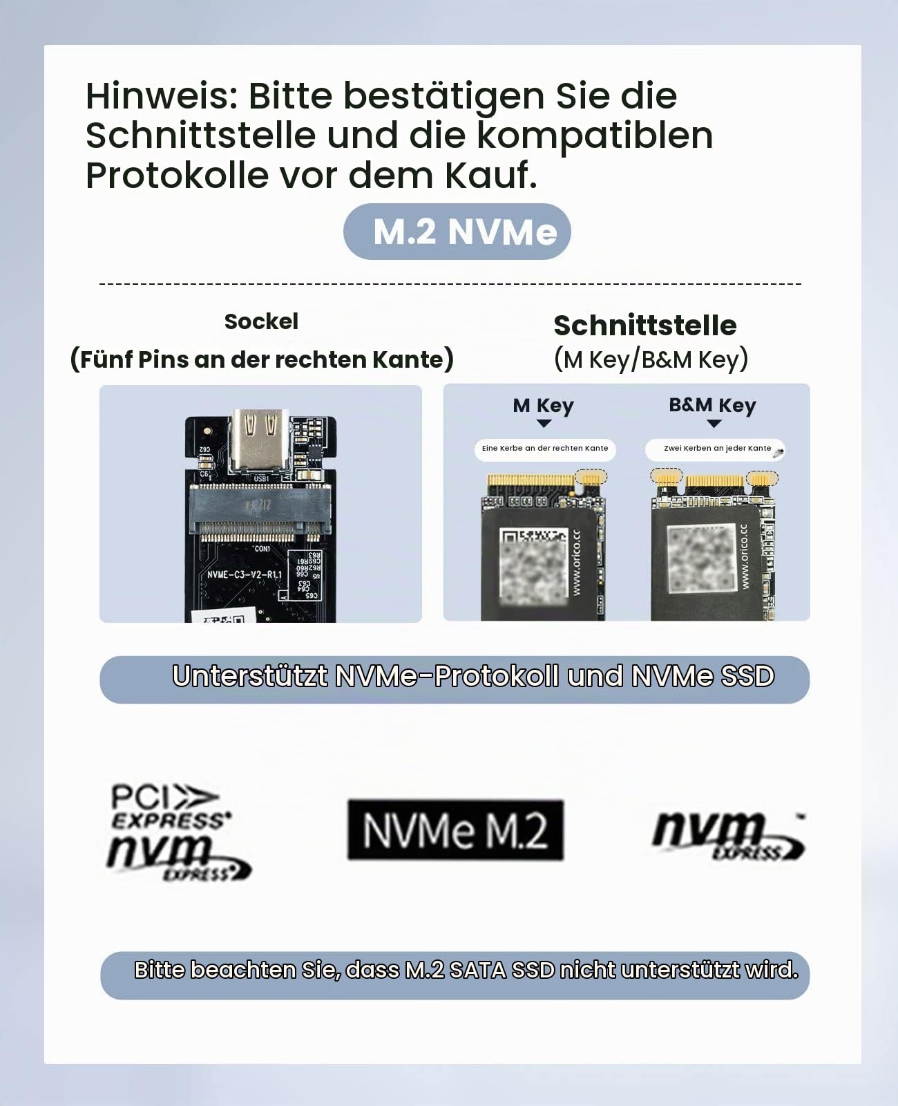 ORICO 40Gbps M.2 NVMe SSD Gehäuse für Thunderbolt 4/3, USB 4/3.2/3.1/3.0/2.0, ASM2464PD, Ganz aus Aluminium M.2 SSD Gehäuse für PCIe 2280 M-Key (B+M Key) SSD, NVMe Adapter bis zu 2800 MB/s- M234SV