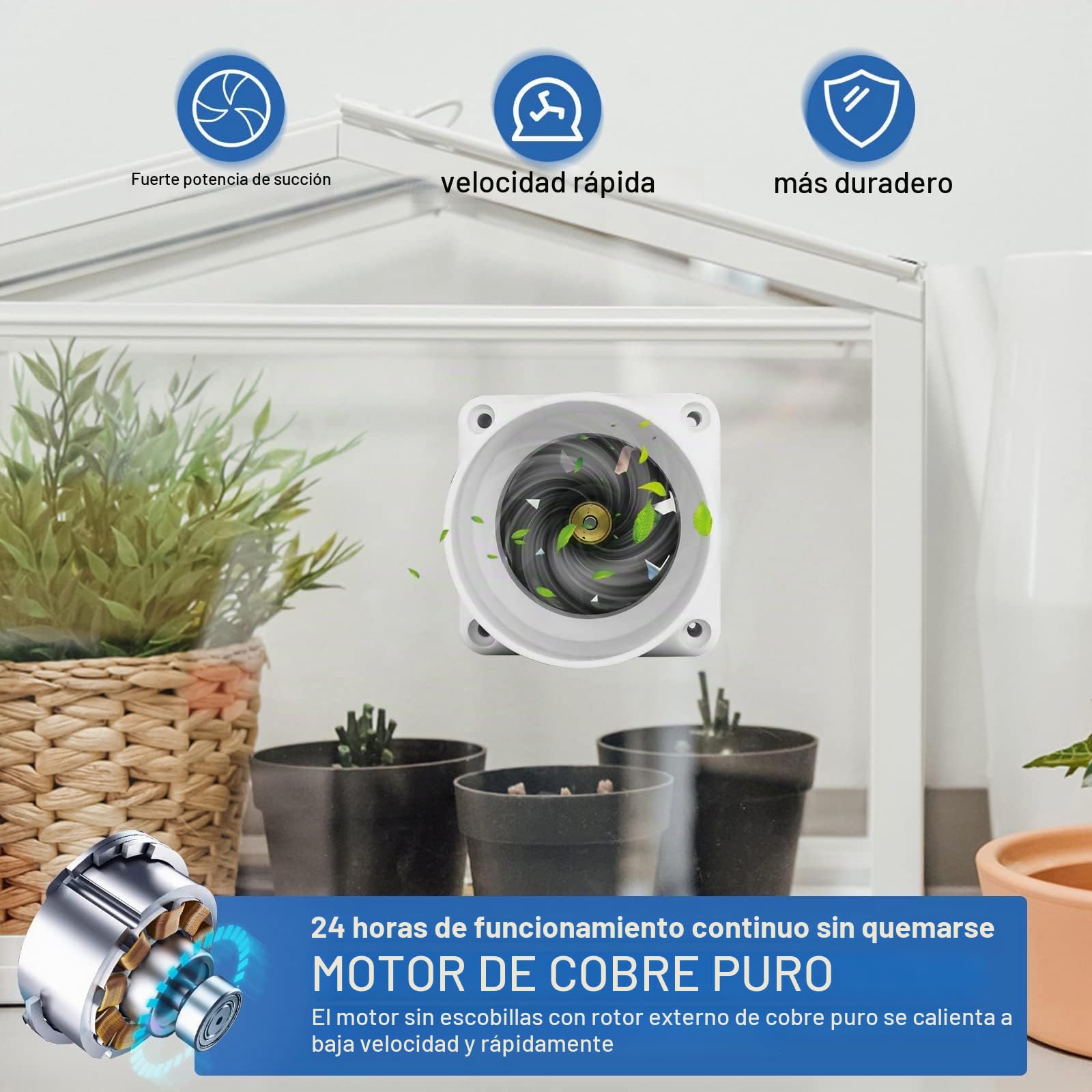 Ventilador de conducto de 2'', pequeño extractor de aire para baño, de flujo mixto, para oficina, baño, aseo, cocina, invernadero, Ø50 mm, 36 m³/h