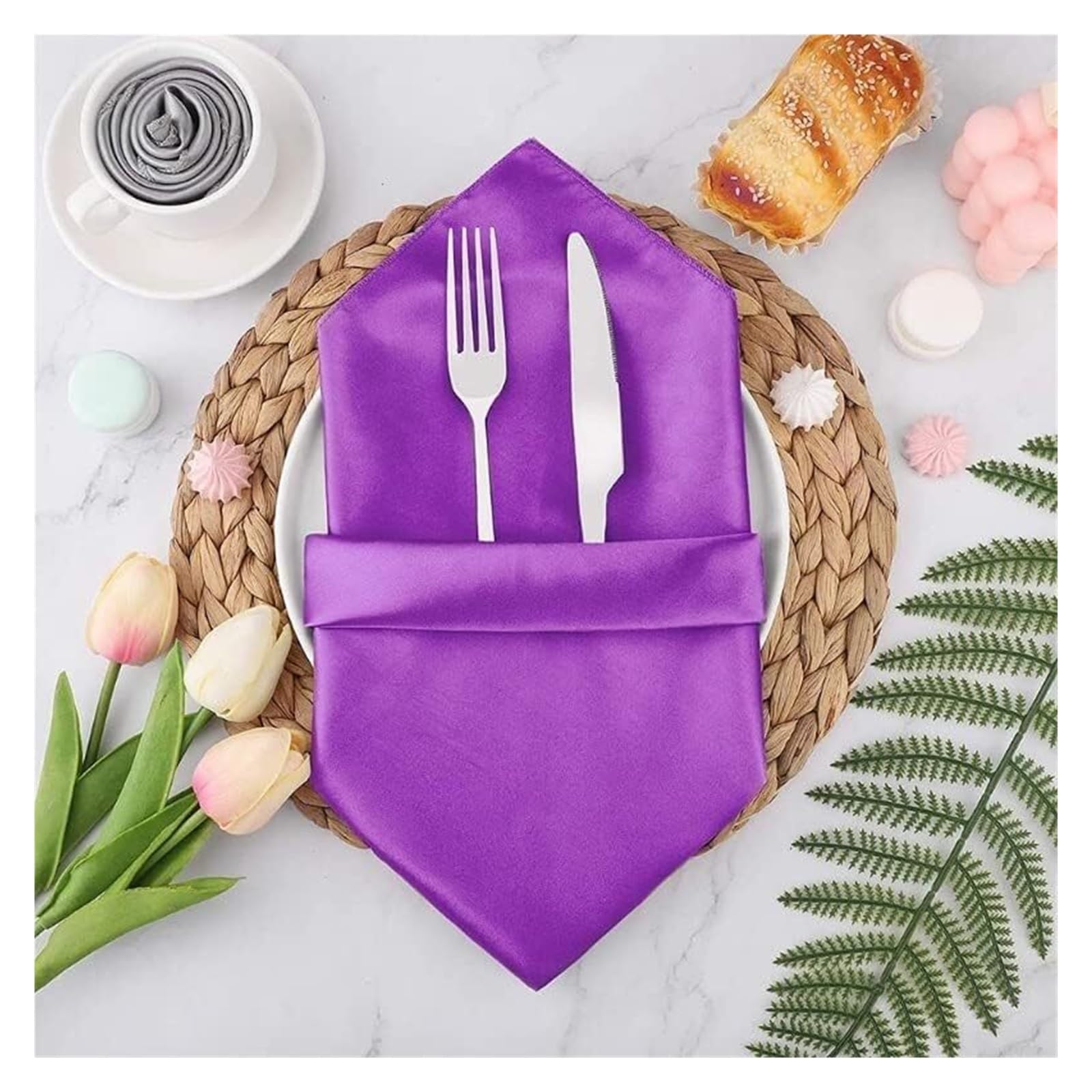 Tovaglioli di stoffa, tovaglioli da tavola, 12 pezzi 43 cm quadrati in raso, tovagliolo in tessuto di stoffa, fazzoletto da taschino for matrimoni, compleanni, feste in casa, hotel caldo (colore: rosa