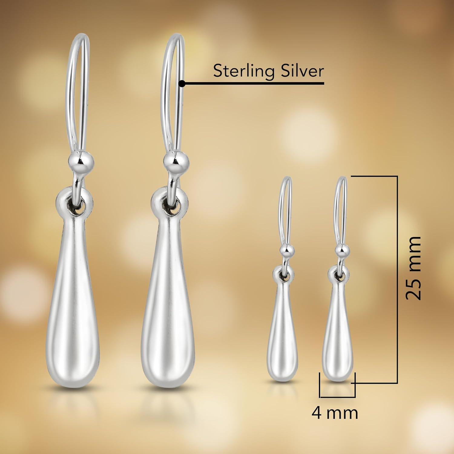 AeraVida Sterling Silver Teardrop Earrings for Women | Dangle Drop Earrings with Fish Hook – Modern Hypoallergenic Lightweight Jewelry for Business Casual Looks or College Gift Ideas - Image 3