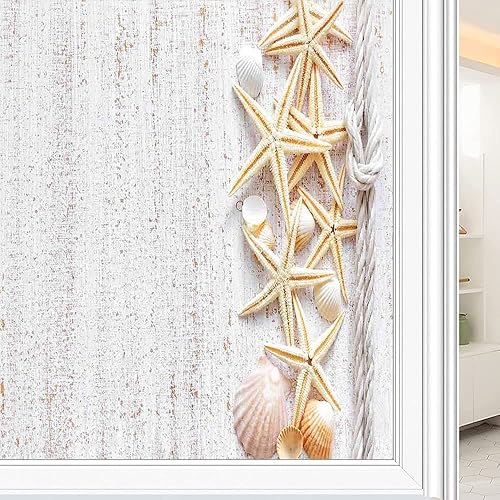 Vista 57 de Tropic - Película 3D para ventana, palmeras tropicales oceánicas en isla soleada, imagen panorámica, para puerta de cristal, baño, sala de estar