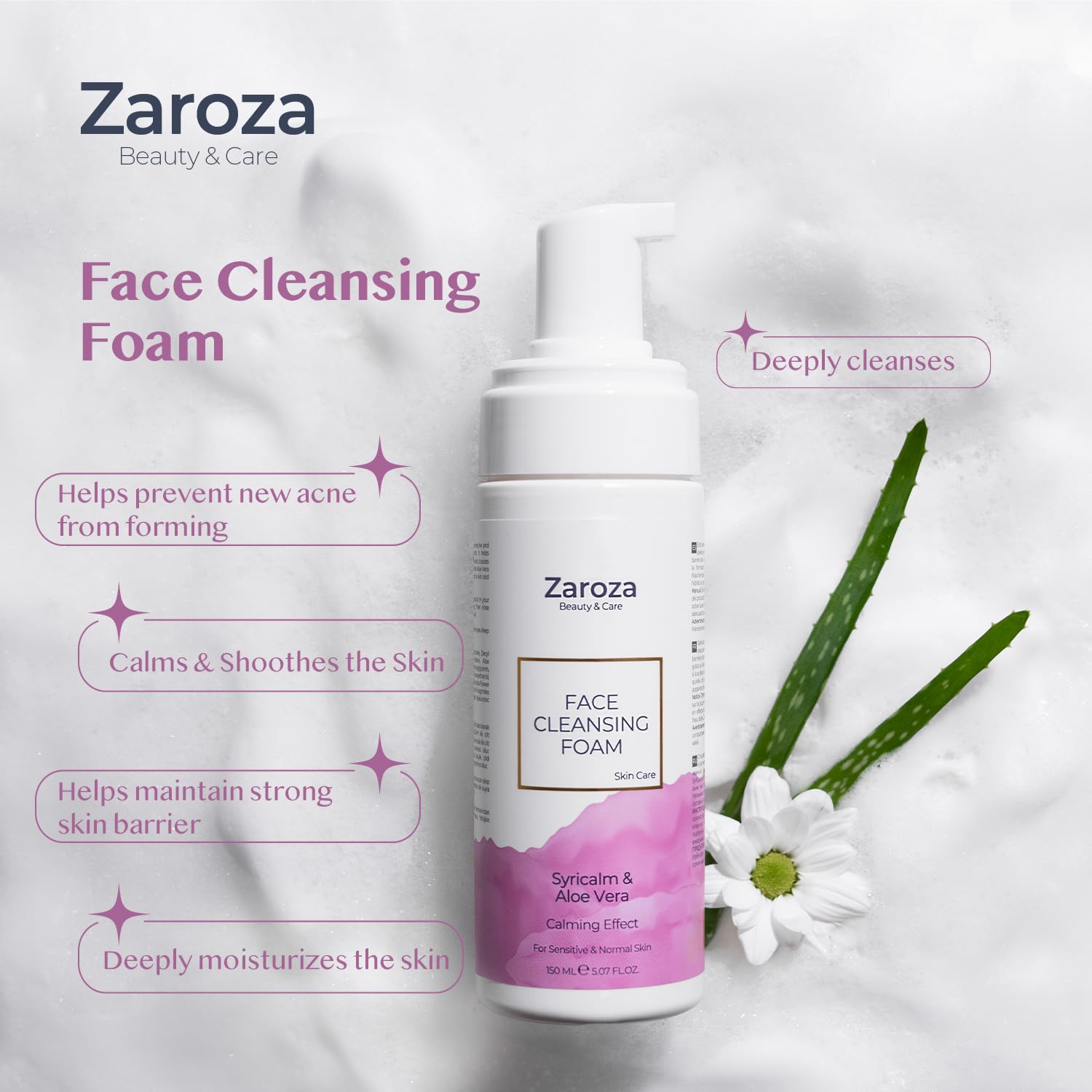 Amazon.com: Zaroza Face Cleansing Foam - Gentle Daily Cleanser