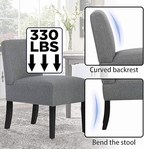 Miniatura 5 de Juego de 2 sillas decorativas Morden sin brazos, sillas de comedor tapizadas ocasionales para sala de estar con patas de madera y cojines de esponja